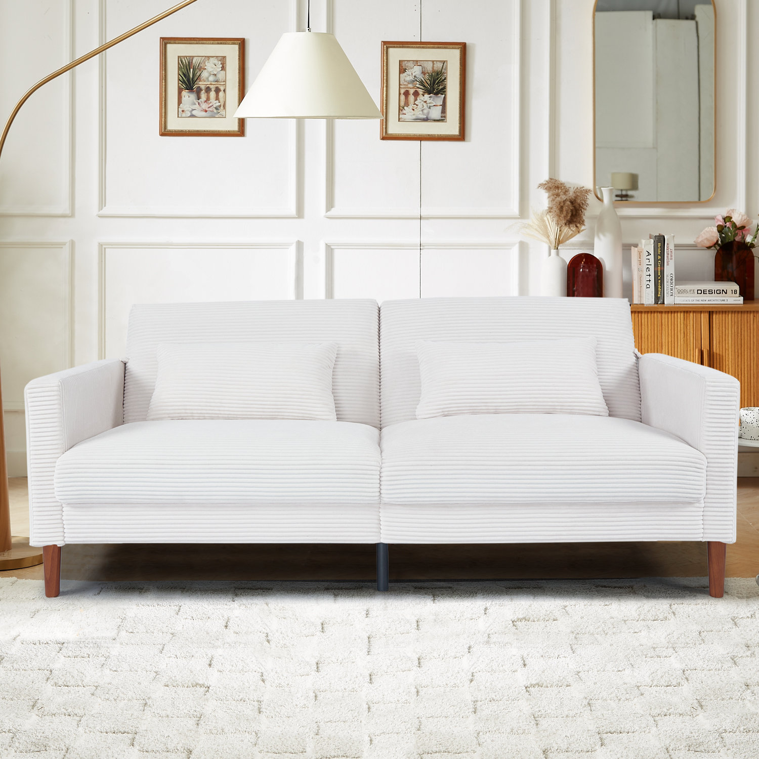 Ebern Designs 74 INCH Corduroy Sofa, Comfy Sofa Couch Extra Deep Seats ...