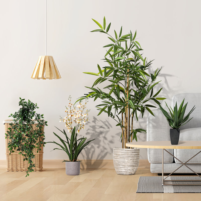 Ensemble multi-tailles de faux arbres en bambou (ensemble de 4)