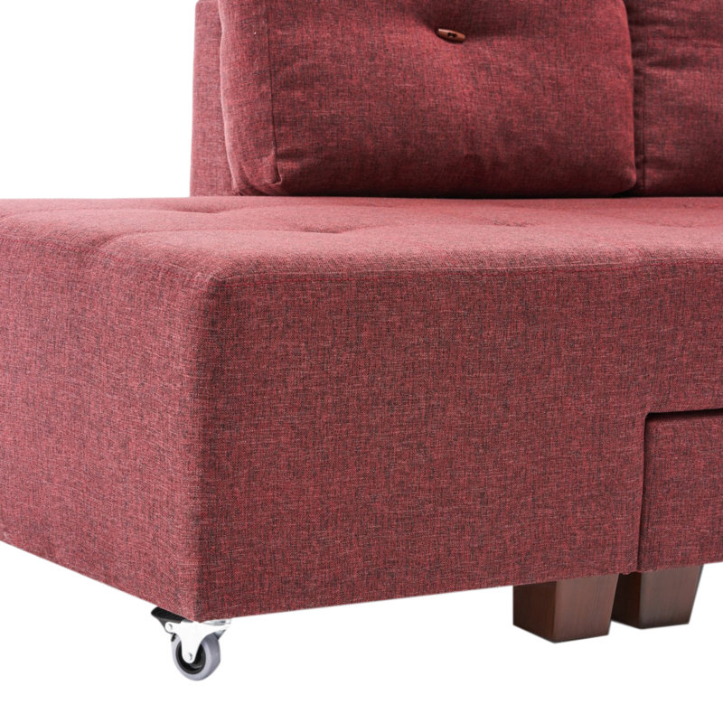 Canapé-lit large de 110,2 po Harjeevan, Orienté à gauche (vu de face), 100 % polyester rouge bordeaux