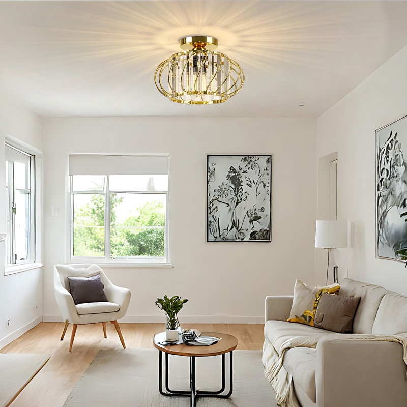 Luminaire suspendu moderne en cristal 1 lumière pour cage de 1 chambre Hallyway, Doré