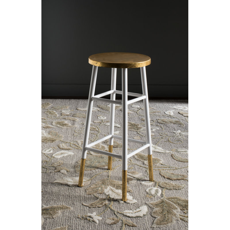 Tabouret de bar et de comptoir Amiaha, Blanc, Tabouret de bar (assise de 30 po de hauteur), Or