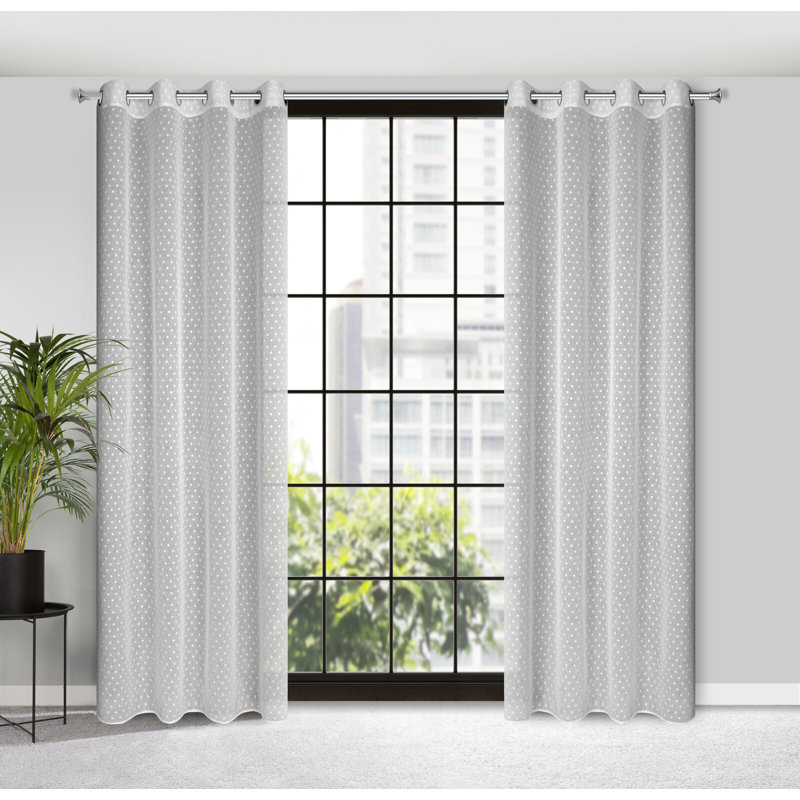 Mishti Eyelet Semi Sheer Curtain, White