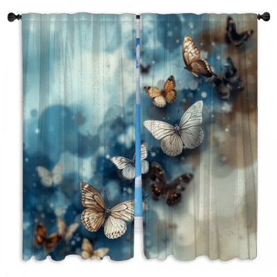 Butterflies In Flight Window Curtains Butterflies Sheer & Room Darkening - 2 Panels