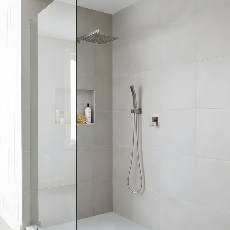 Pomme de douche à pluie carrée 10 pouces avec pomme de douche à main (sans valve de contrôle)