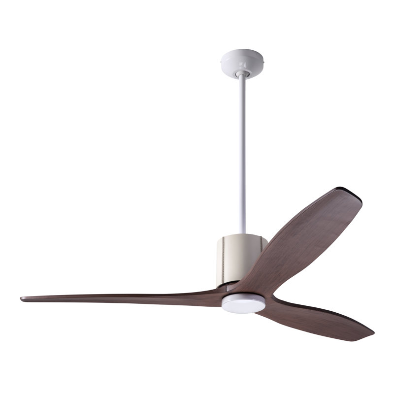 LeatherLuxe 54'' Ceiling Fan, Gloss White/Ivory, Mahogany, Handheld Remote Control