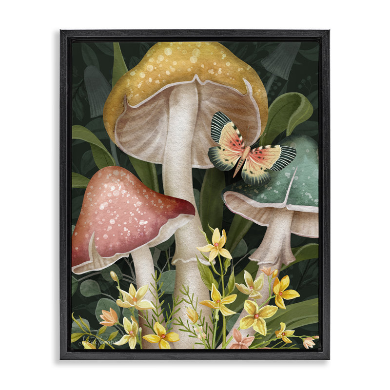 Cadre flottant champignon Midnight Garden, conception par Nicole Tamarin, H 31 po x l 25 po, Cadre flottant noir de jais