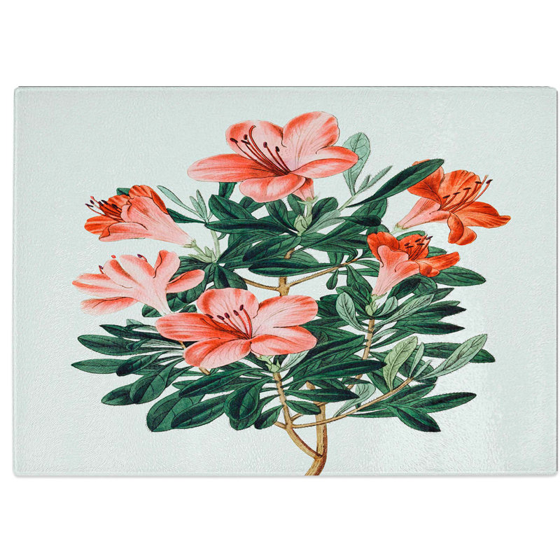 Tempered Glass Chinese Azalea Chopping Board, 39 cm W x 28.5 cm L