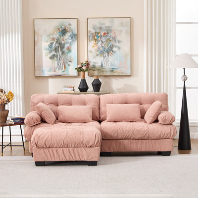 Modular Sectional Sofa Cloud Couch, Deep Seat L Shaped Couch With Ottoman, Comfy Flannelette Loveseat For Living Room