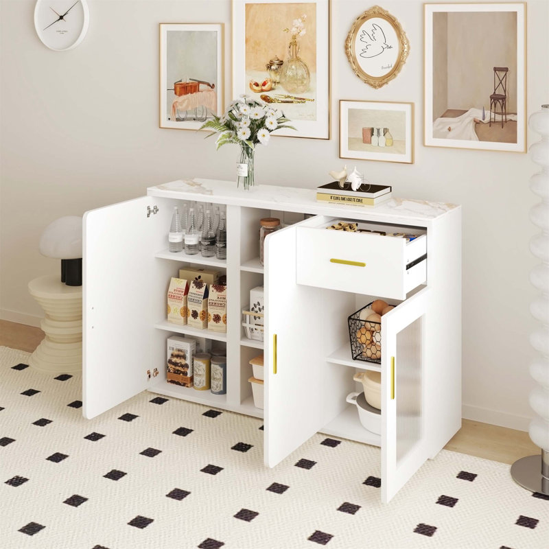 Storage Cabinet, Buffet Cabinet, Sideboard And Buffet Storage with Dining cabinet,Office credenza, White