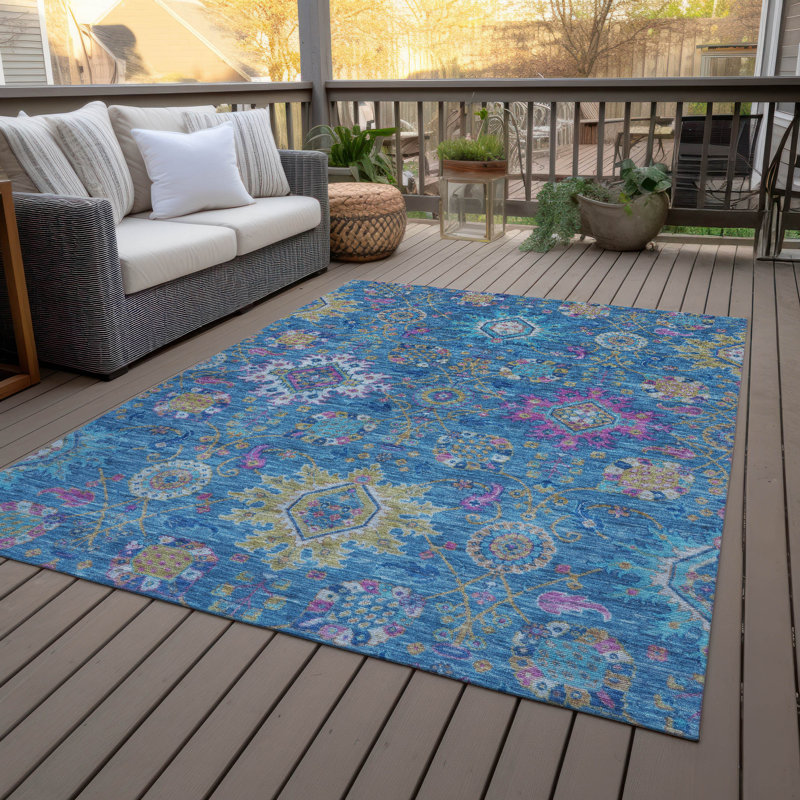 Tapis intérieur / extérieur lavable à la machine Jacinto ACN2151 Medallions, Rectangle 9 pi x 12 pi