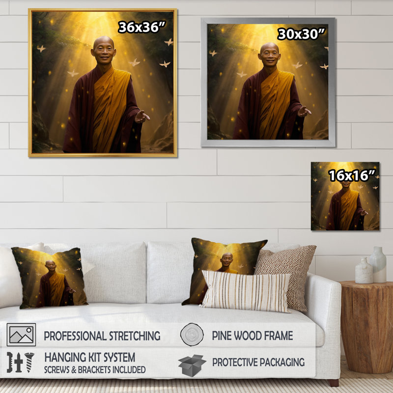 «Buddhist Monk Enlightment», reproduction sur toile, Toile tendue, H 16 po x l 16 po x P 1 po