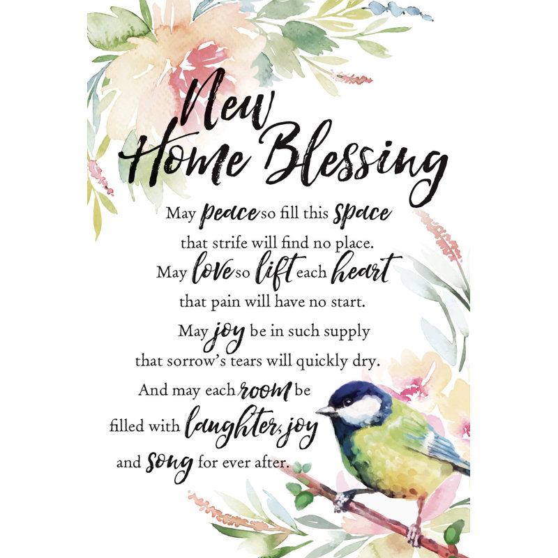 New Home Blessing Floral Wood Plaque with Inspirational Quotes