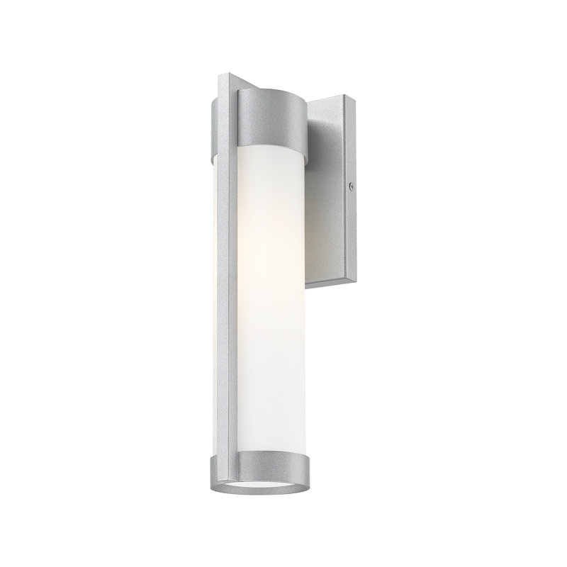 Applique murale d'extérieur 1 lumière en verre blanc côtier 13 po Stratford, Argent, 13.5, Blanc