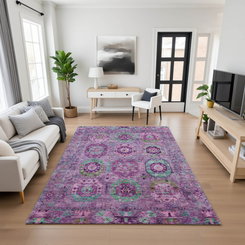 Premium Machine Washable Mayfield AMF2228 Panel Rug, 8' x 10', Purple