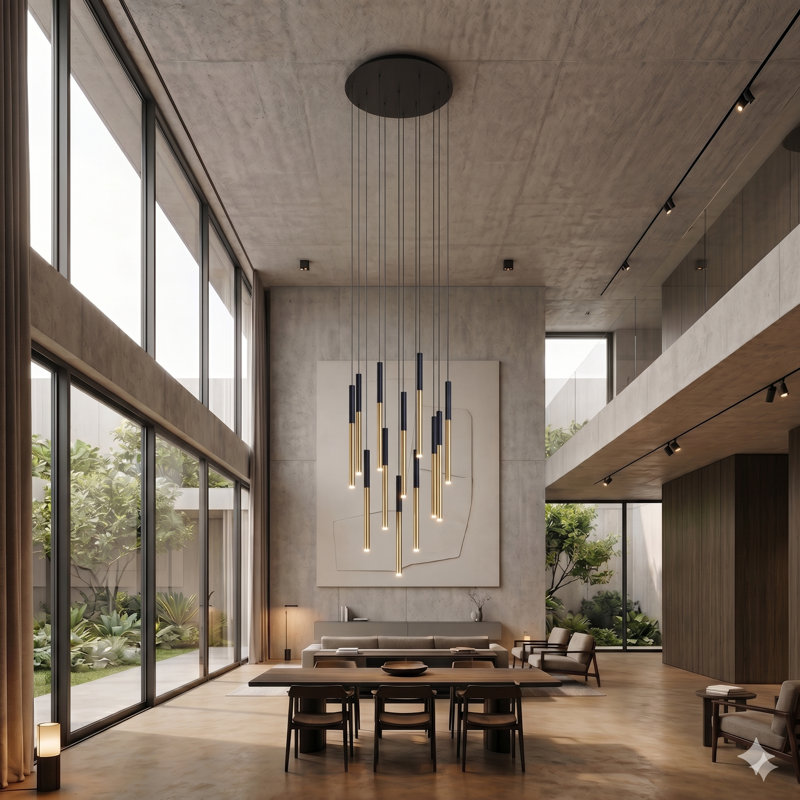Baileyton 13 - Light Cluster Pendant, Black Top / Brushed Brass