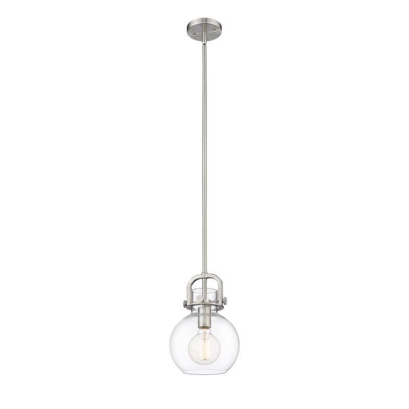 Luminaire suspendu à 1 tige Sligo, Clair, Nickel satiné, H 11,25 po x l 8 po x P 8 po