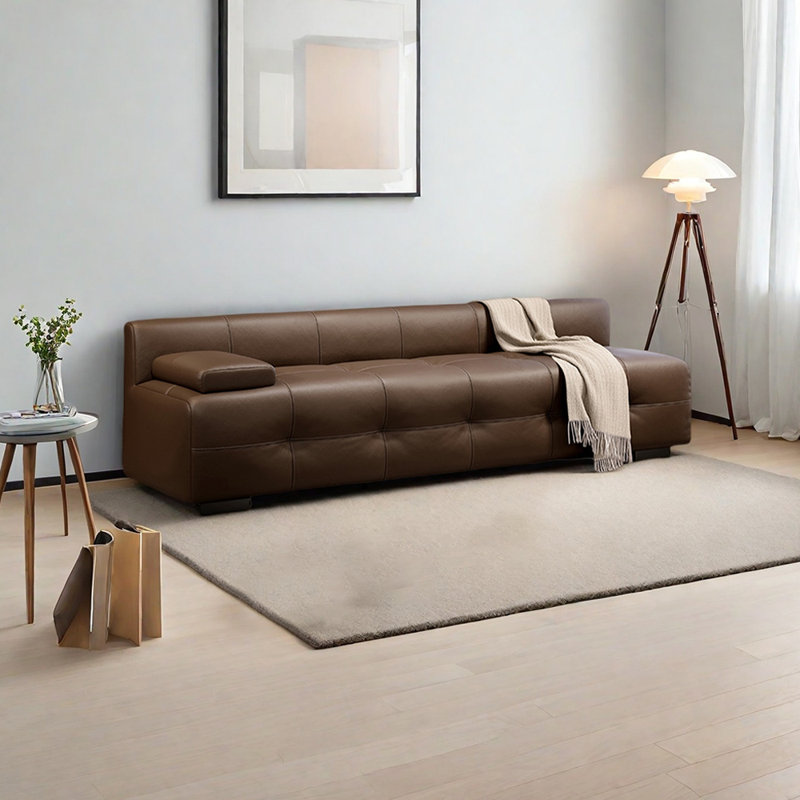 Élégante chaise longue élégante en similicuir, Orienté à gauche (vu de face), Brun