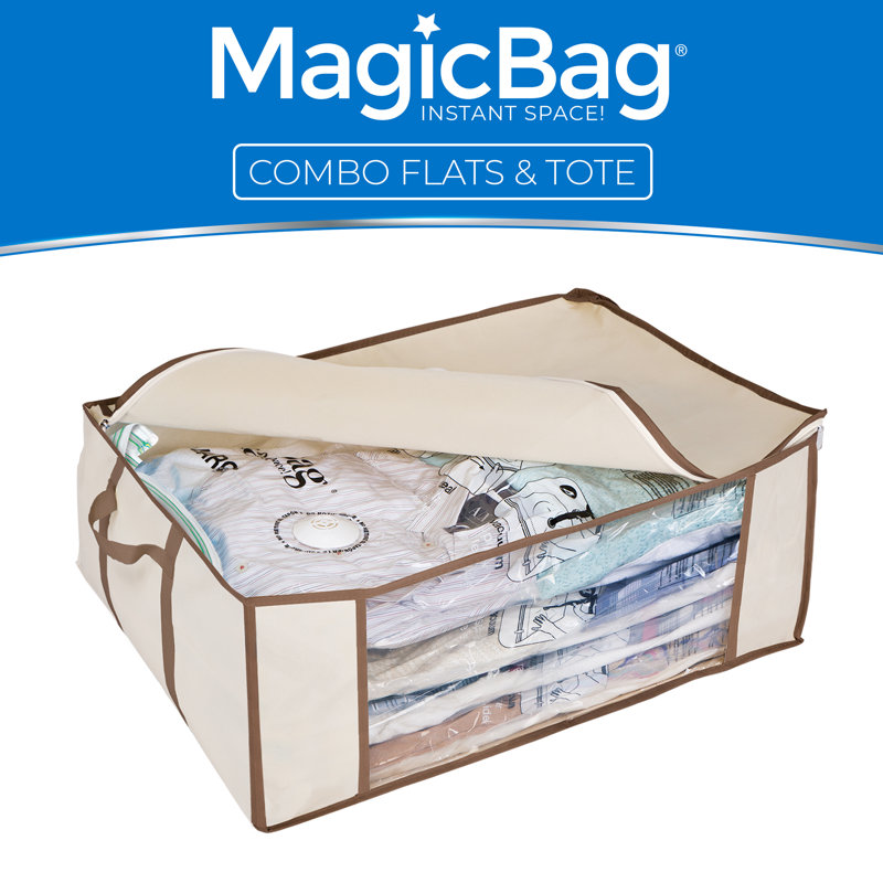 Clear Beige Resin Jumbo Storage Tote with Compression Bags