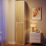 75" Tall Wood Storage Cabinet Floor Cabinet with 2 Doors and 6 Shelves