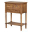 Console étroite Everleigh Classic avec trois tiroirs de rangement et une tablette de présentation inférieure