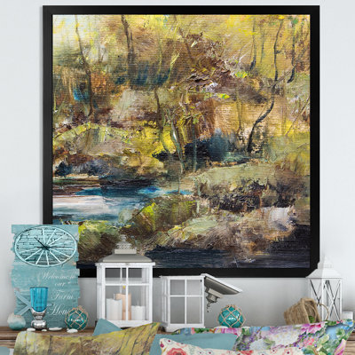 Illustration de paysage de rivière d'été IV - œuvre d'art traditionnelle sur toile