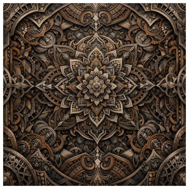 Coussins Intricate Steampunk Mandala, 20 x 20 inches