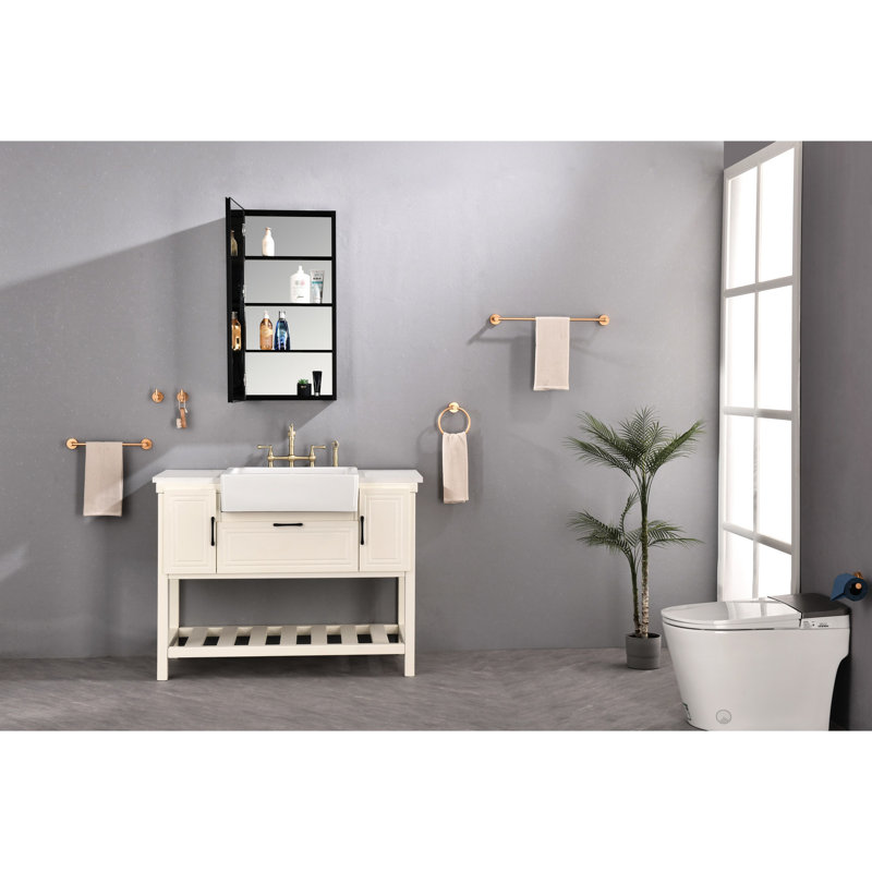 Armoire de salle de bain murale à miroir 18 po x 36 po - Noir mat, aluminium, verre à haute densité, cadre de rangement en aluminium antirouille généreux, capacité abondante