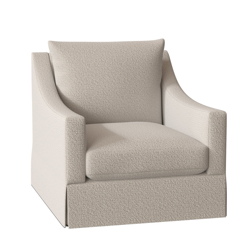 Grace 32.5" Wide Slipcovered Armchair, Swivel, Cream Boucle 1146-002