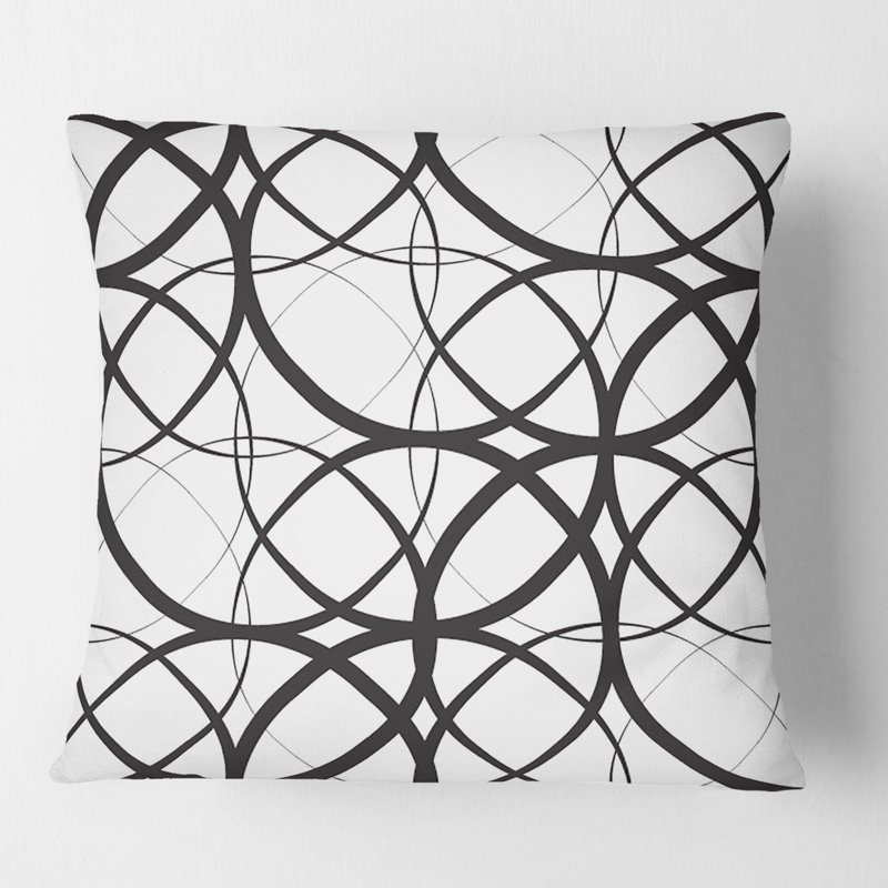 Motif géométrique monochrome - Coussin Mid-Century, 18 po x 18 po