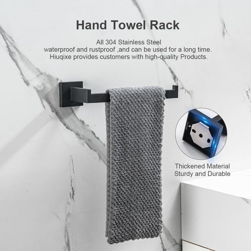 5-Piece Bathroom Hardware Set With Towel Bar, Toilet Paper Holder, And Robe Hooks - Stainless Steel Wall Mounted Towel Rack Set For Modern Bathroom Decor