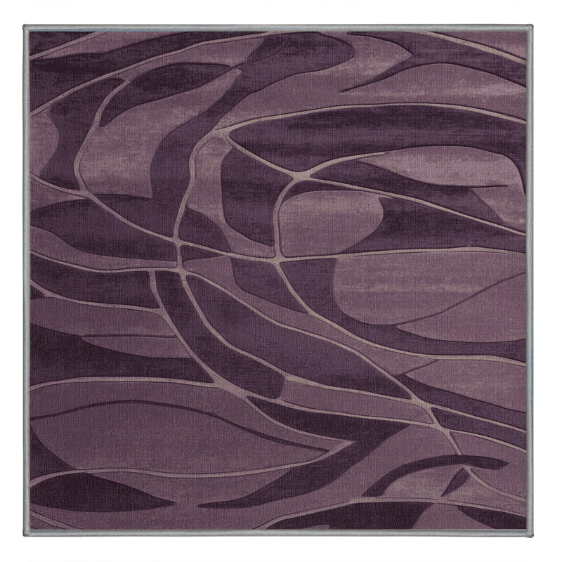 Machine Washable Abstract Brown Area Rug, Square 8'