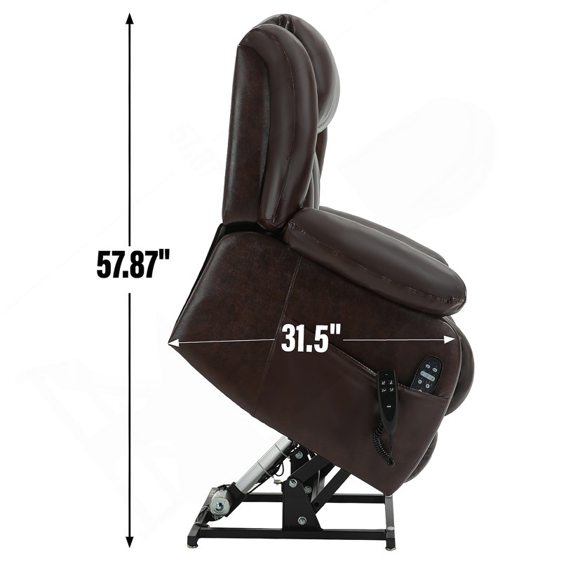 Dual Motor Infinite Position Up to 350 LBS Electric Medium size Genuine Leather, Brown