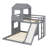 Bunk Bed, Loft Bed With Playhouse, Farmhouse, Ladder, Slide And Guardrails-883898011