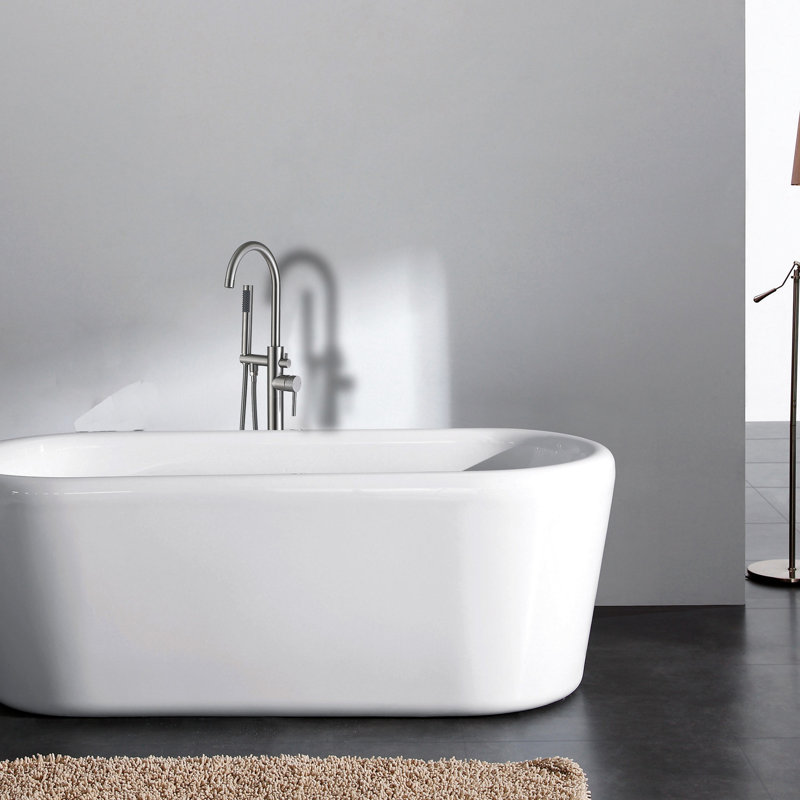 Robinet de baignoire en nickel brossé avec douche à main - Ajoute de la sophistication à la baignoire autoportante de 45,58 po Profondeur, largeur 6,36 po