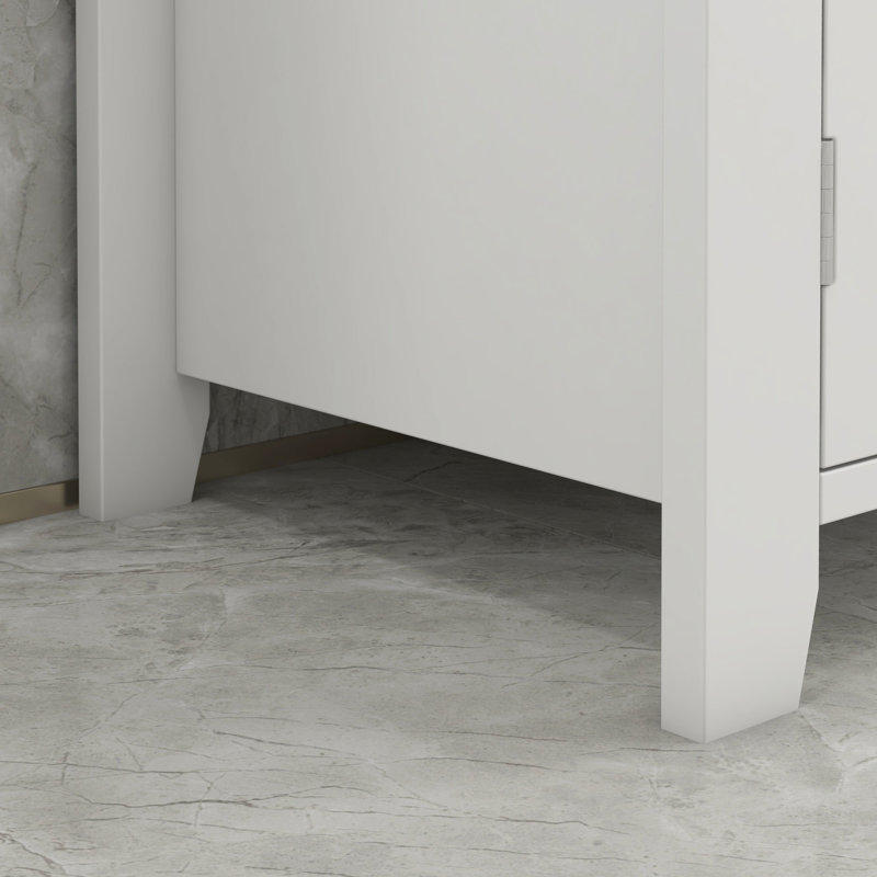Under Sink Bathroom - U-Shape, Adjustable Shelf, 23.5" Width, White Vanity 29.25 In Package Depth,