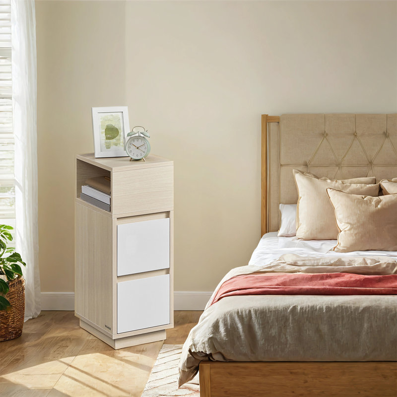 Particle Board Bedside Table, Natural Beige