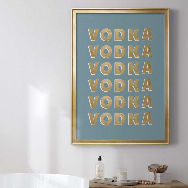 45_Vodka toile encadrée de qualité supérieure, Or, H 42,5 po x l 30,5 po x P 1 po