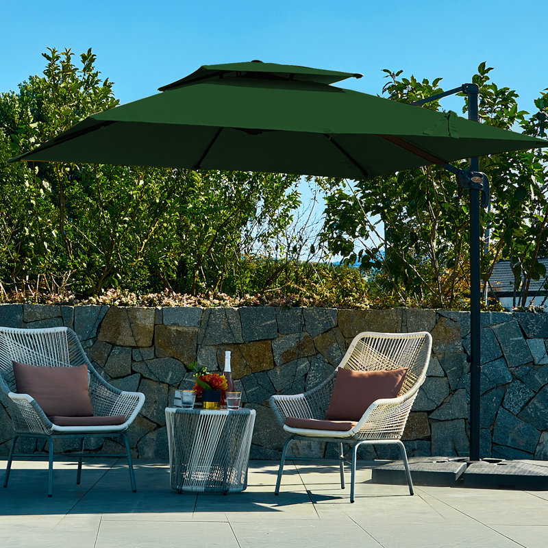 Parasol carré en porte-à-faux 9 pi Sizer, Vert foncé