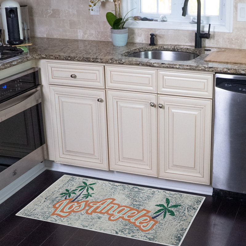 Tapis en coton gris / orange