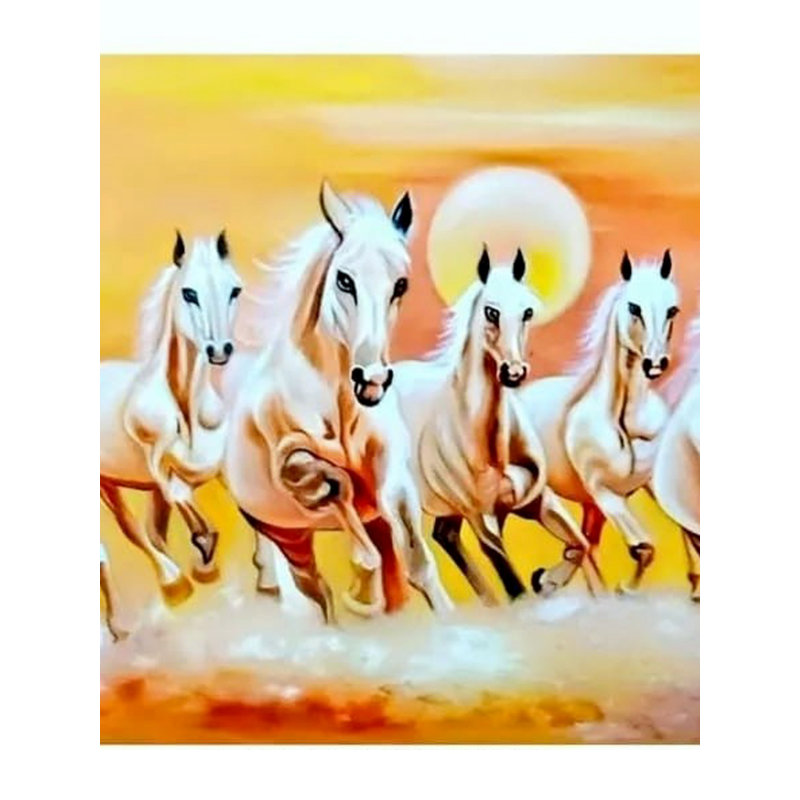 Sept chevaux qui courent (symbolisent la force et le succès) | Peinture par Anjali