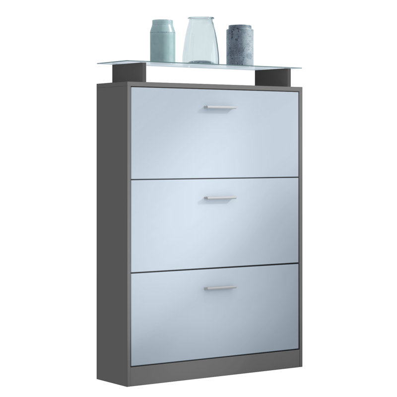 24 Pair Shoe Storage Cabinet, Anthracite/Denim