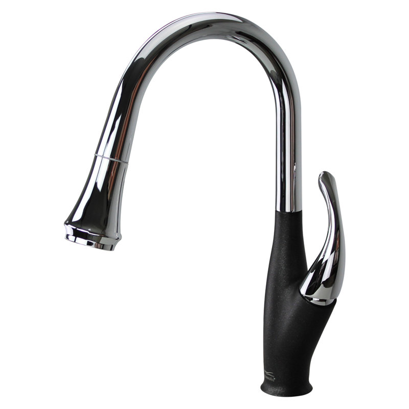 Transolid Layla Pull Out Kitchen Faucet, Polished Chrome/Black
