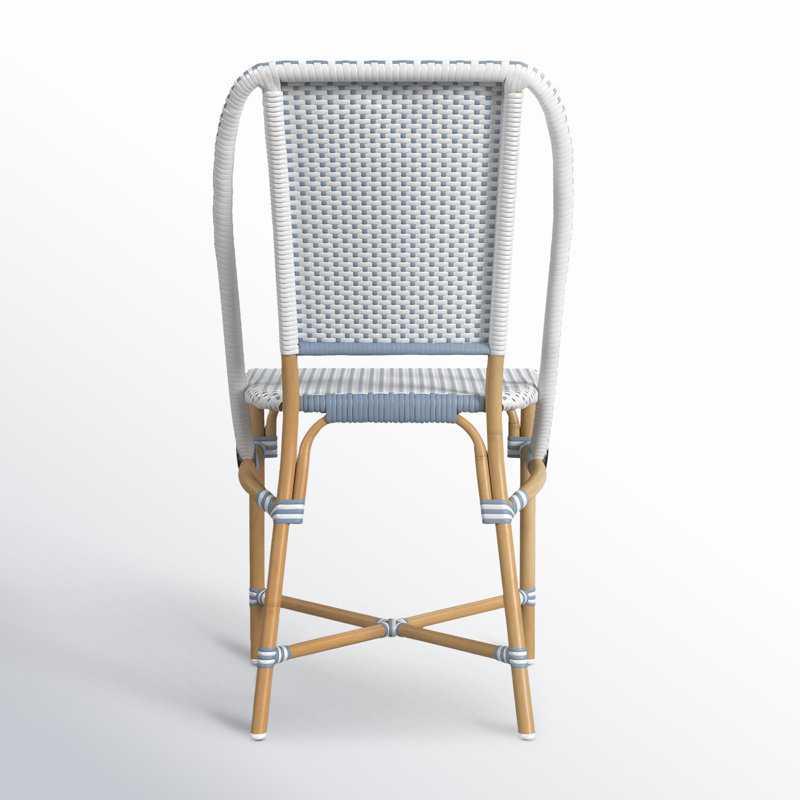 Tobias Outdoor Rattan Dining Chair, Blue/White