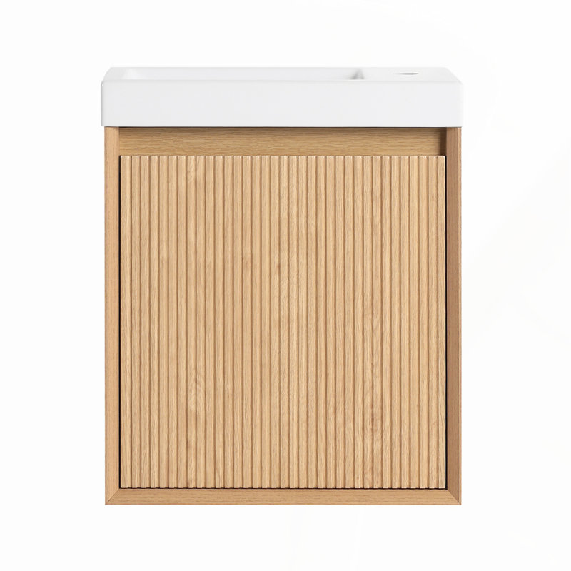Meuble-lavabo de 24 po avec lavabo en céramique, conception compacte pour petits espaces, deux tiroirs et tablette réglable