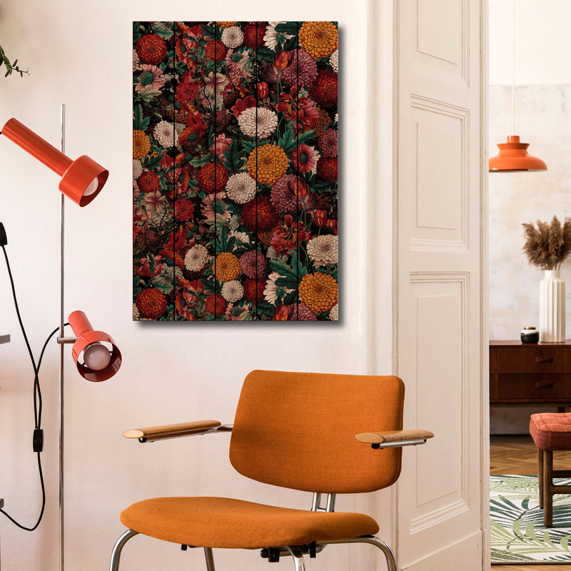 Reproduction d'art mural en bois - Jardin de la nuit d'automne II par Burcu Korkmazyurek, H 40 po x l 26 po