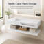 Lavabo de salle de bain flottant mural en résine 48 po avec vasque en forme de V, tablette ouverte et siphon en P inclus-125381319-125381315