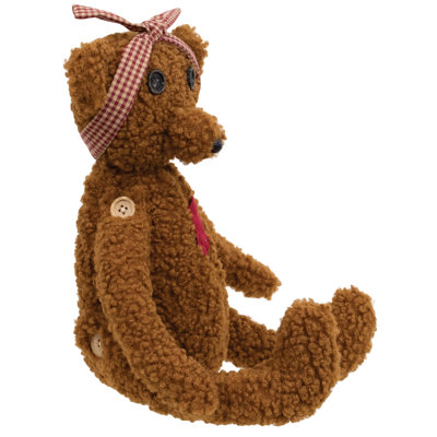 Stuffed Heart Patch Teddy Bear w/Gingham Bow