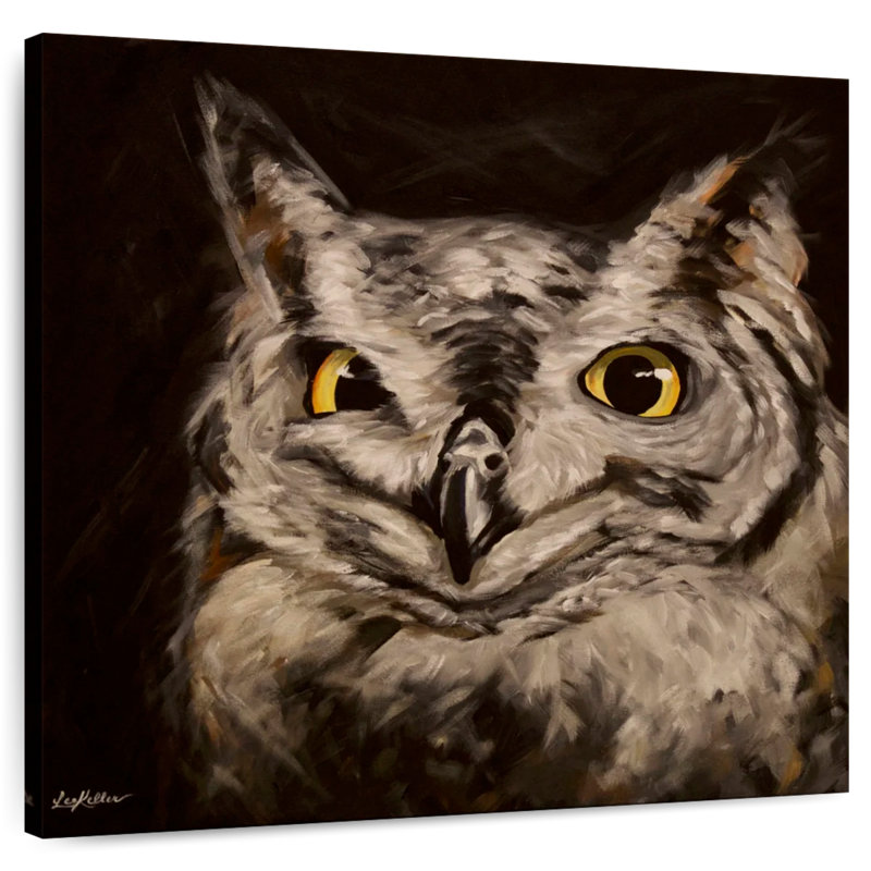 Brampt Black Background Owl, 10" H x 10" W