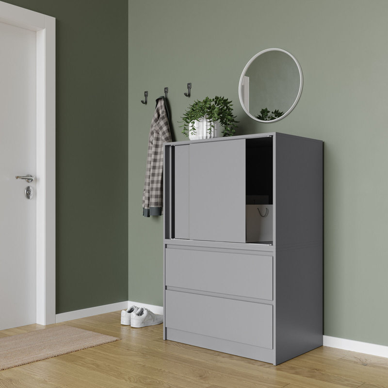 Medium Density Fiberboard (MDF) Rectangle Accent Cabinet, Grey