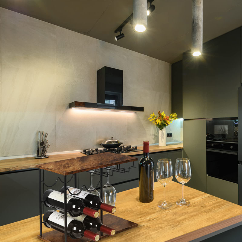 Casier à vin de comptoir, porte-bouteilles moderne pour la cuisine, pouvant contenir 6 bouteilles et 4 verres à vin, casier à vin autoportant pour bar, cave à vin ou meuble de rangement.